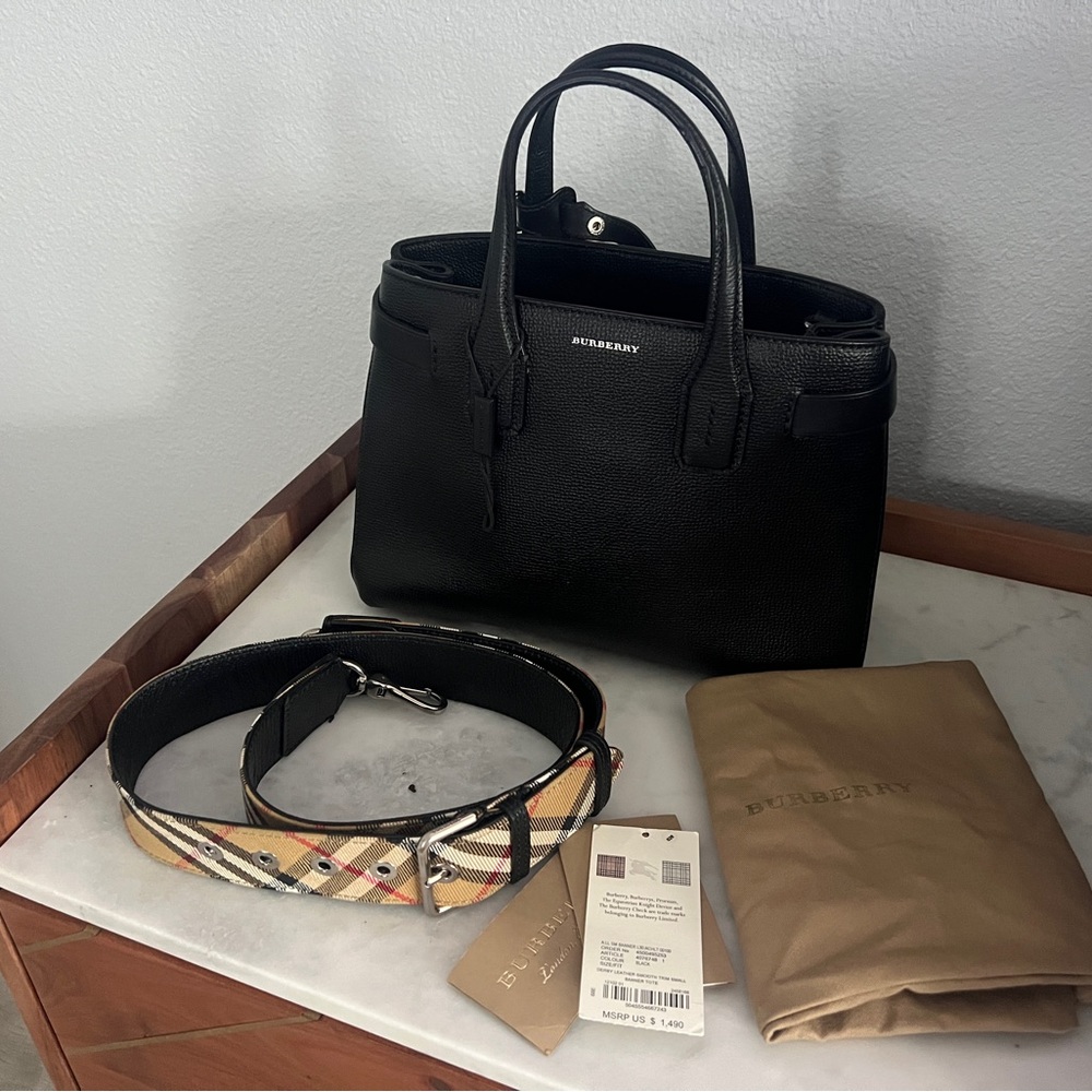 Burberry Black Mini Bag with Check Strap